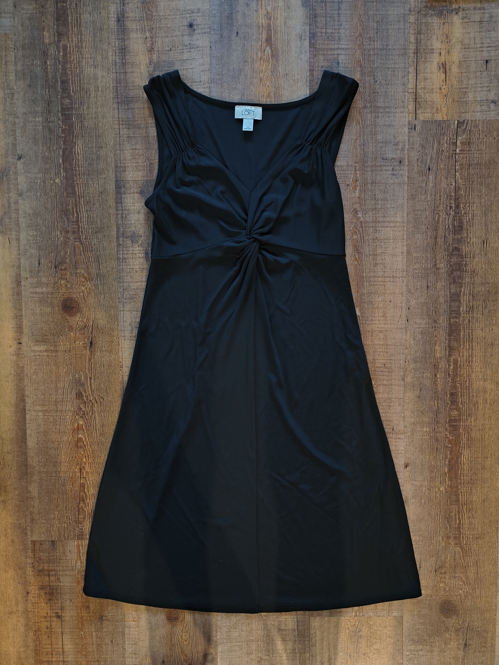 LOFT Ann Taylor Designer Black Knot-Front Sleeveless Midi Formal Dress Size 8
